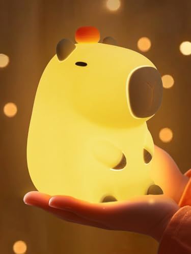 YuanDian Capybara Veilleuse Orange Mignonne Contrôle Tactile, Intensité Variable et Rechargeable Lampe de Chevet pour Enfants, Femmes et Bébés