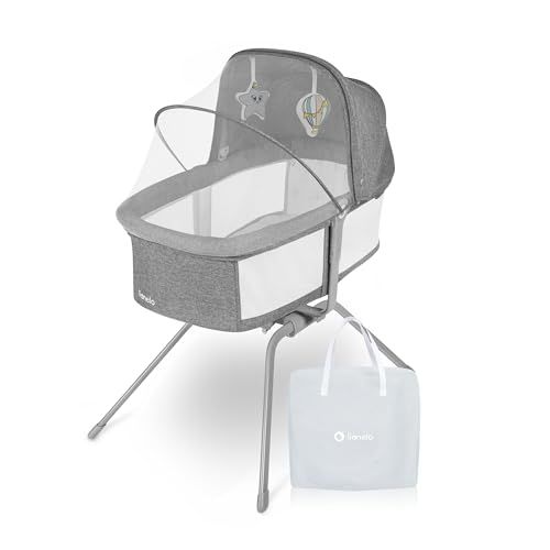 lionelo Malin Evo lit bébé 3 en 1 avec Fonction de Berceau, lit Parapluie bébé avec Matelas, de 0 à 9kg, auvent, moustiquaire, Pliable, réglage de l'inclinaison, Sac de Voyage, lit bébé Pliant léger