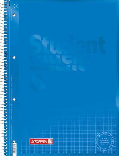 Brunnen 1067928133 Bloc-notes pour étudiant Code (A4 quadrillé, linéature 28, 90 g/m², 80 feuilles), bleu