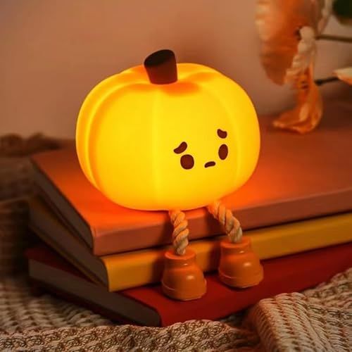Dylviw Veilleuse citrouille LED en silicone lampe tactile rechargeable décoration Halloween amusante pour femme et enfant