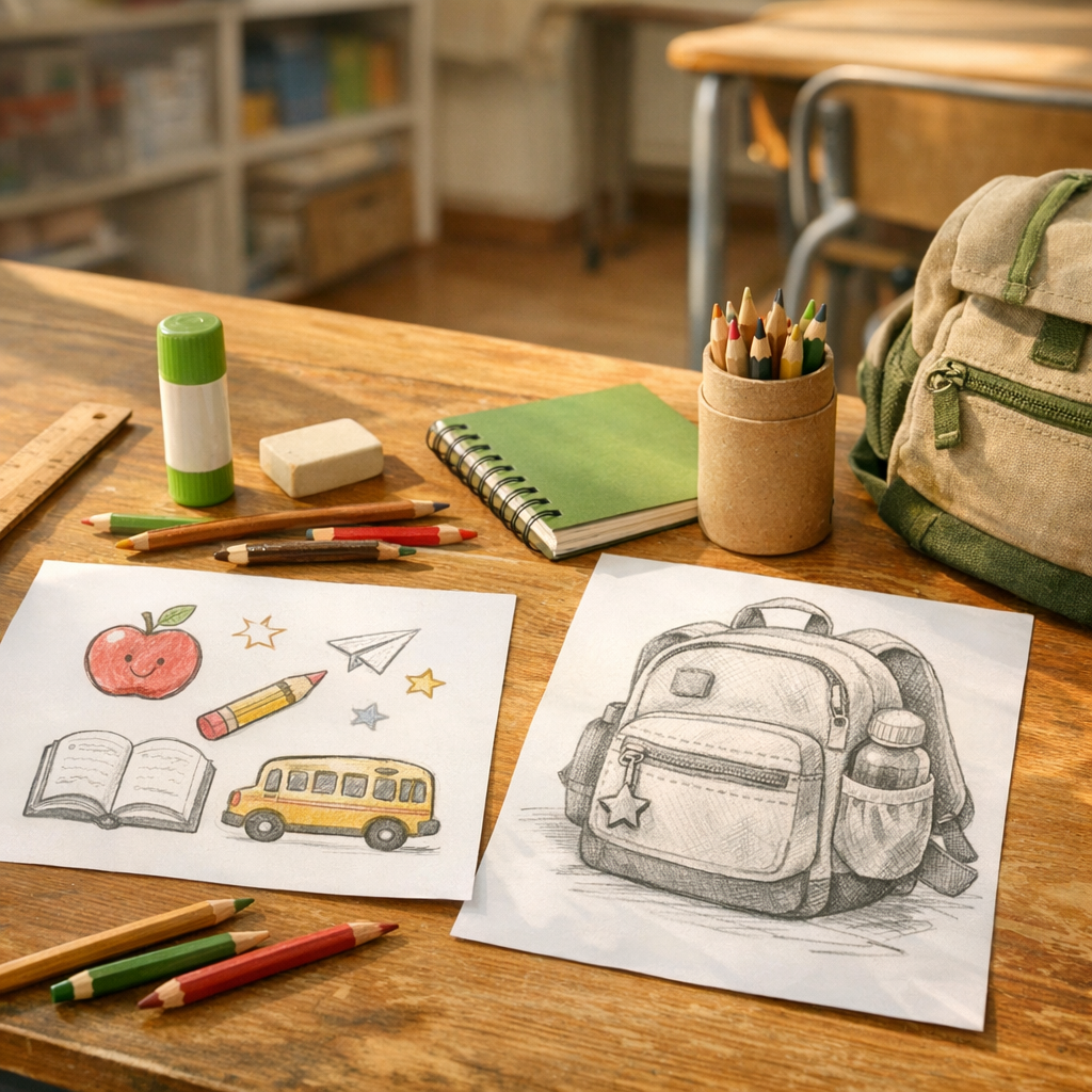 Dessin kawaii école : facile, rapide et prêt pour la classe