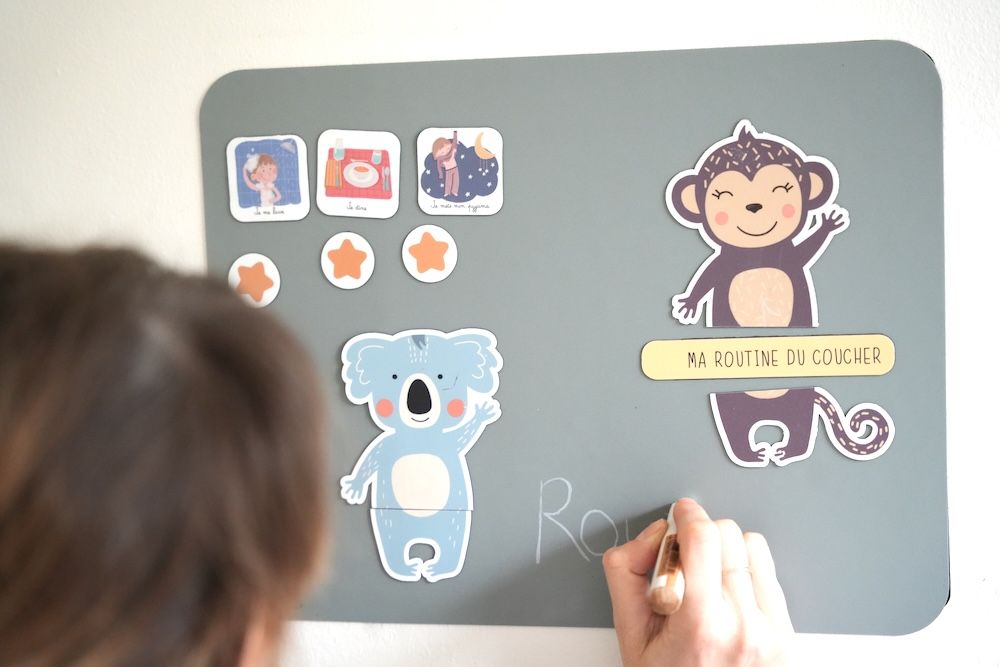 Tableau de routine du coucher magnétique avec aimants